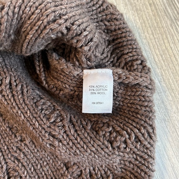 Pure Jill Sweater Women’s Medium Brown Wool Blend Cable Fisherman Knit Pullover. - Picture 7 of 10